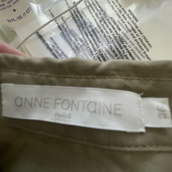 Anne Fontaine Paris Light Green Gray Tunic Blouse Lace Up V-Neck Size 36 - Picture 8 of 13